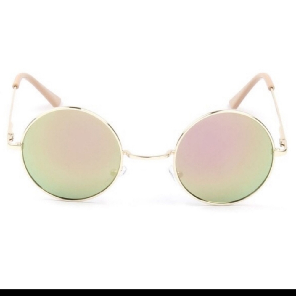 Round Rose Gold Pink Sunglasses - Picture 2 of 6